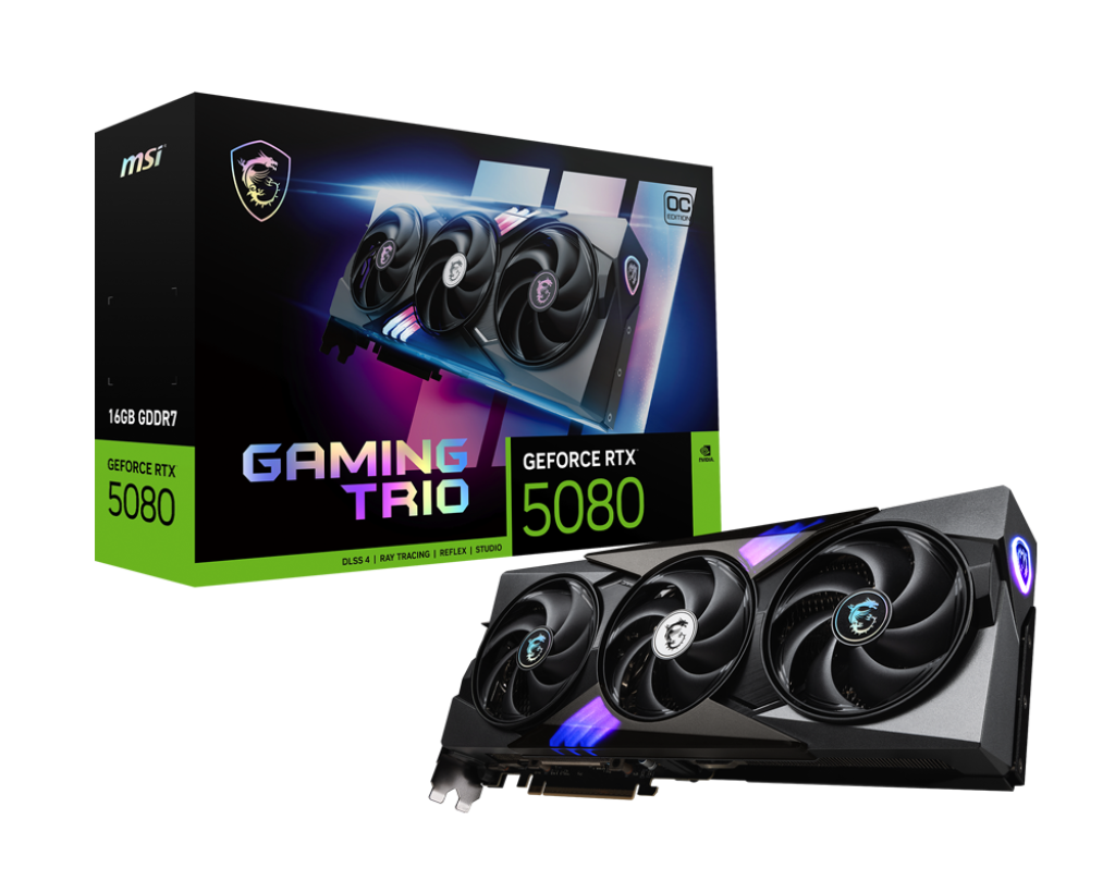 MSI GeForce RTX 5080 16G GAMING TRIO OC GDDR7 Triple Fan Graphics Card