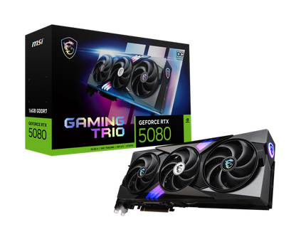 MSI GeForce RTX 5080 16G GAMING TRIO OC GDDR7 Triple Fan Graphics Card