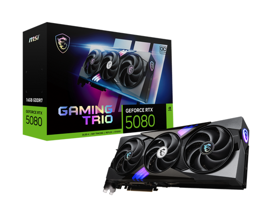MSI GeForce RTX 5080 16G GAMING TRIO OC GDDR7 Triple Fan Graphics Card