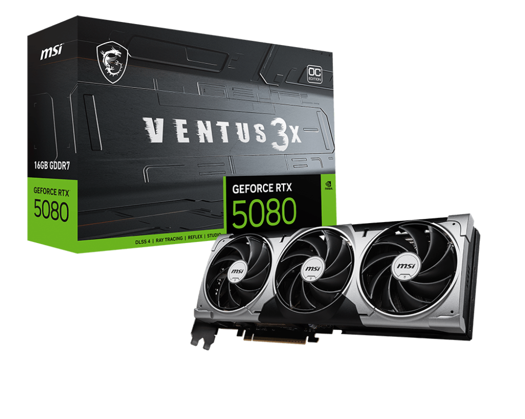 MSI GeForce RTX 5080 16G VENTUS 3X OC GDDR7 Triple Fan Graphics Card