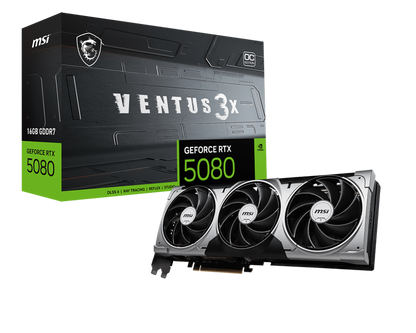 MSI GeForce RTX 5080 16G VENTUS 3X OC GDDR7 Triple Fan Graphics Card