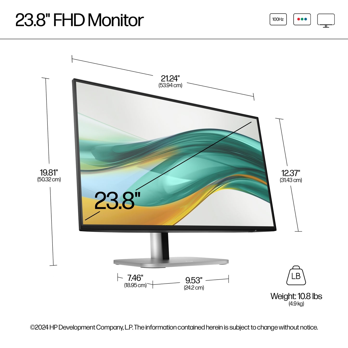 HP S5 Pro 524PF 23.8" 75Hz 1080p FHD IPS Panel 100% sRGB Anti Glare Monitor