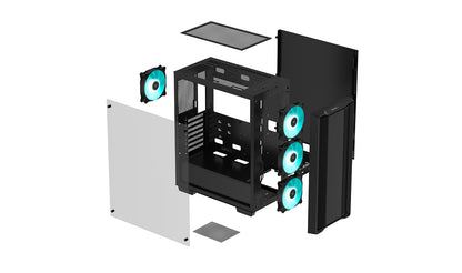 DEEPCOOL MATREXX CC560 Tempered Glass Window ATX Mid Tower Cabinet Three Pre-Installed LED Fans