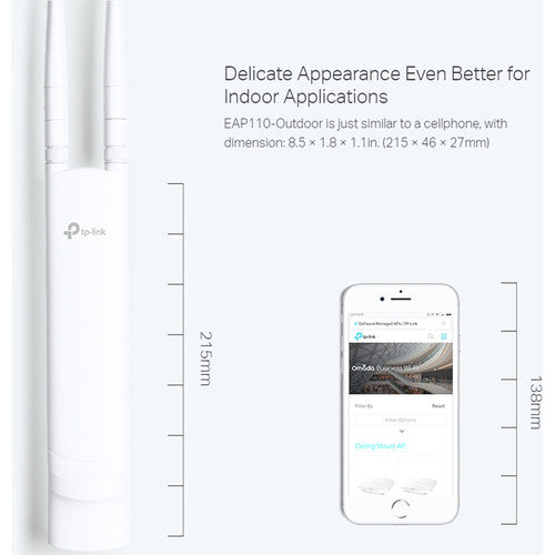 TP-Link EAP110 V3 300Mbps Wireless N Outdoor Access Point - White