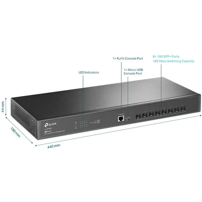 TP-Link Omada TL-SX3008F 8-Port 10GE SFP+ L2+ Enterprise Level Smart Managed Switch