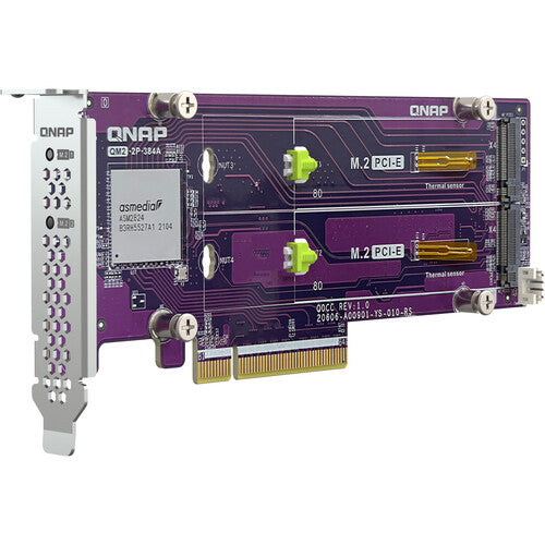 QNAP QM2-2P-384A Dual M.2 22110 / 2280 PCIe Gen3 x8 NVMe SSD Expansion Card