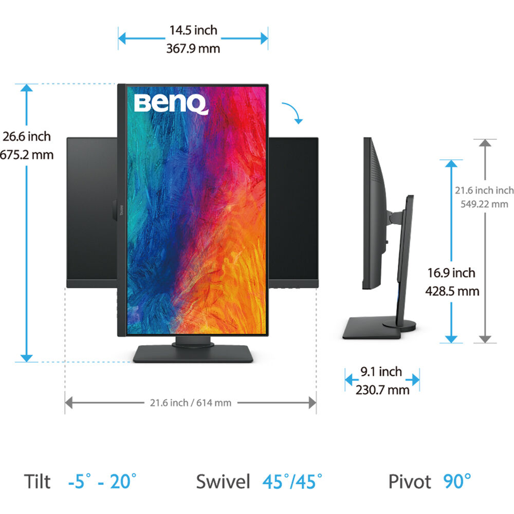 BenQ PD2705Q 27" 60Hz 2K QHD sRGB HDR10 USB-C Designer Monitor with Built-in Speaker
