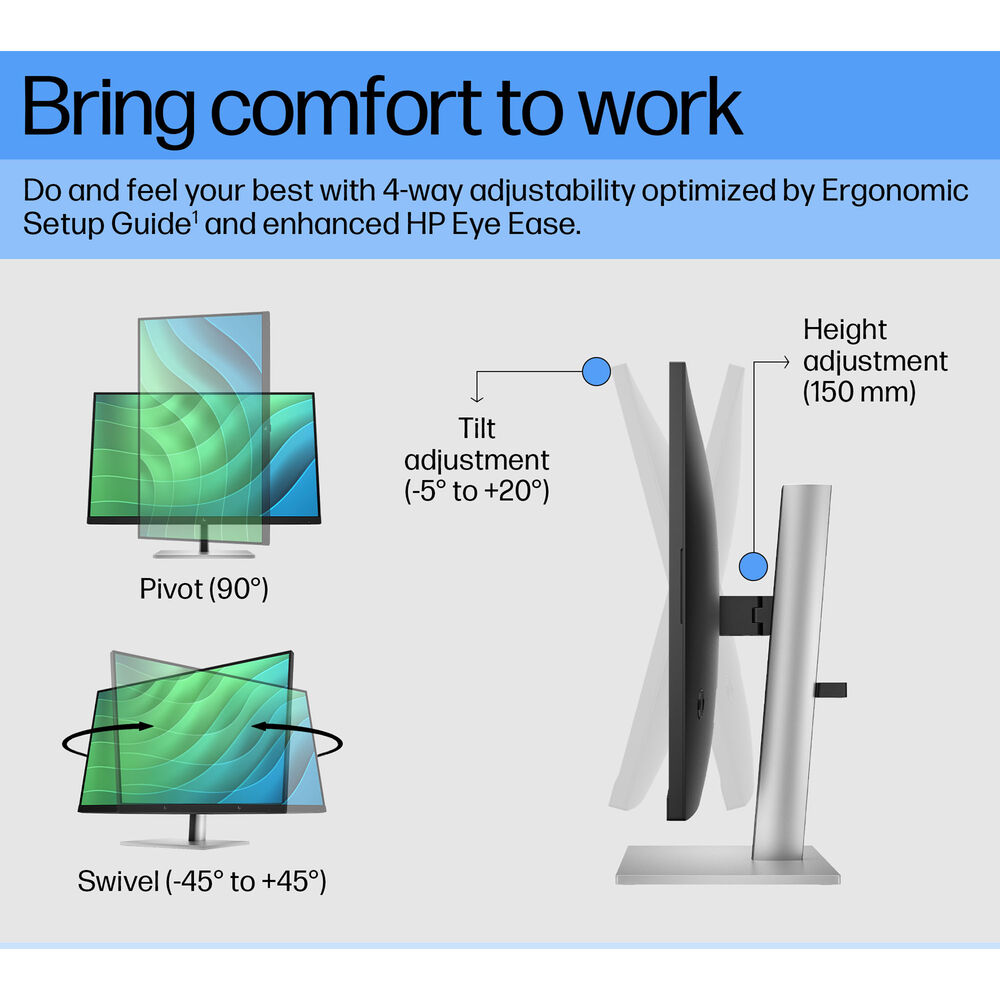 HP E27 G5 27" 75Hz 1080p FHD IPS Panel 99% sRGB Anti Glare Eye Ease Monitor