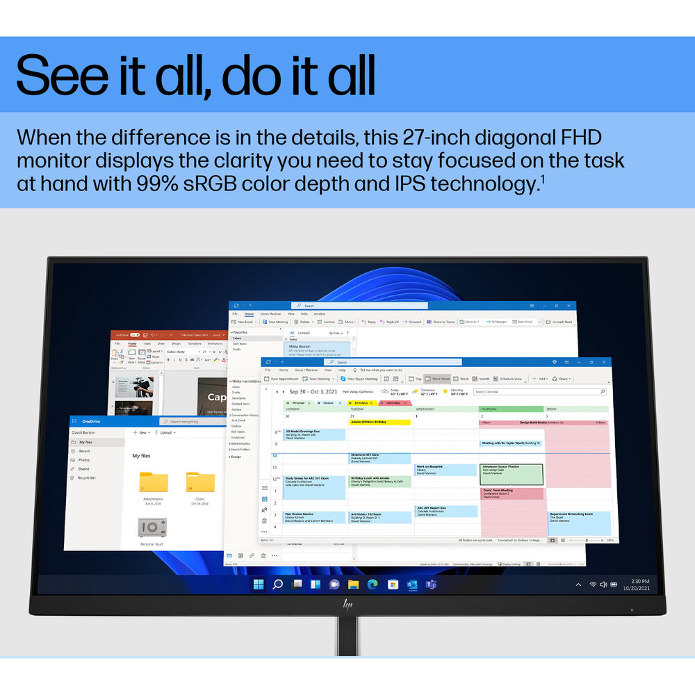 HP E27 G5 27" 75Hz 1080p FHD IPS Panel 99% sRGB Anti Glare Eye Ease Monitor