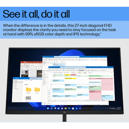 HP E27 G5 27" 75Hz 1080p FHD IPS Panel 99% sRGB Anti Glare Eye Ease Monitor