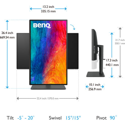 BenQ PD2506Q 25" 60Hz 2K QHD IPS Panel HDR10 USB-C Designer Monitor with Built-in Speaker