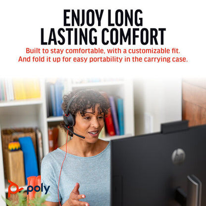 Poly Blackwire C5220 Passive Noise Cancellation USB-A Stereo Headset with Boom Microphone