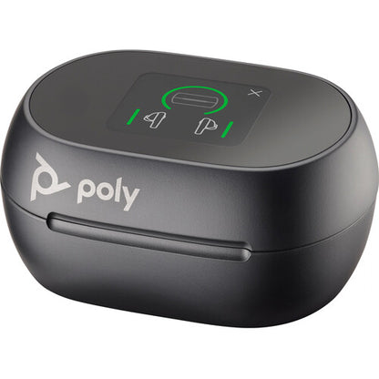 POLY Voyager Free 60+ UC Carbon Black Earbuds with BT700 USB-C Adapter and Touchscreen Charge Case