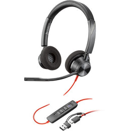 Poly Blackwire 3320 Wired Stereo USB-C Headset with USB-C to USB-A Adapter