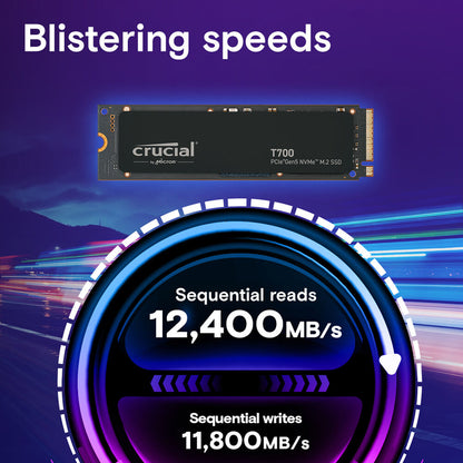 Crucial T700 1TB PCIe Gen5 NVMe M.2 Internal Solid State Drive