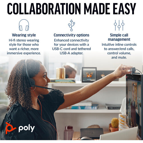 Poly Blackwire C3220 USB-C+A Stereo Headset with Microphone-tpstech.in