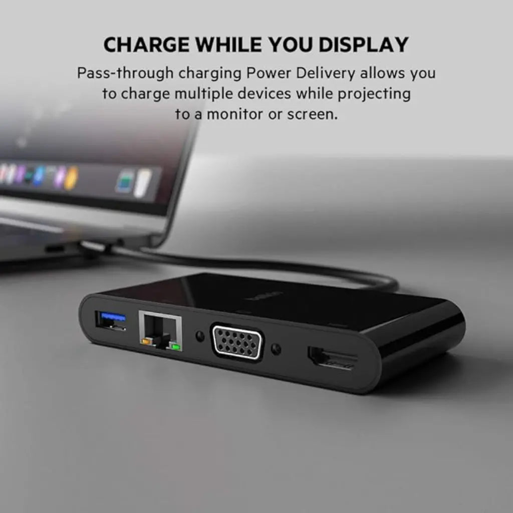 Belkin AVC004BTBK 100W USB Type C Multimedia Charge Adapter with Tethered Cable-tpstech