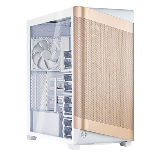 SilverStone SETA A2 ATX Mid Tower PC Case with Tempered Glass - White Rose Gold