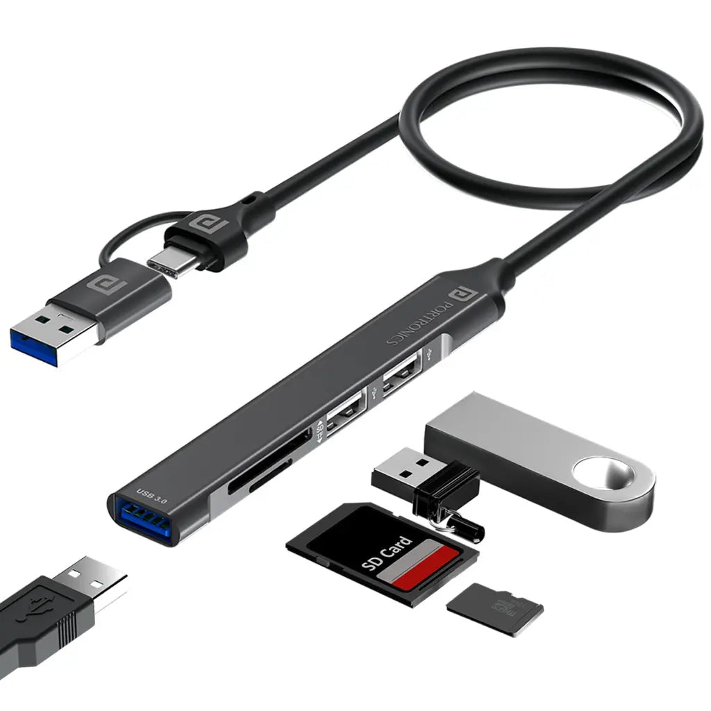 Portronics Mport 31 Plus USB 3.0 Hub (5-in-1) with USB & Type-C
