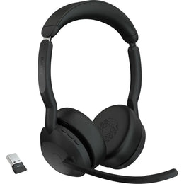 Jabra Evolve2 55 UC Stereo Bluetooth Wireless Headset with USB‑A Adapter - Black