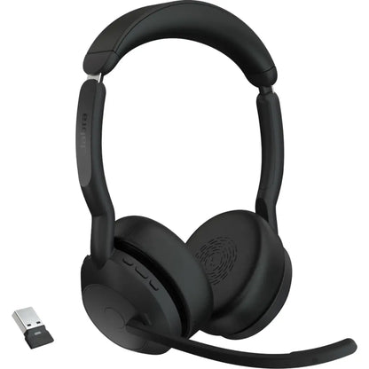 Jabra Evolve2 55 UC Stereo Bluetooth Wireless Headset with USB‑A Adapter - Black