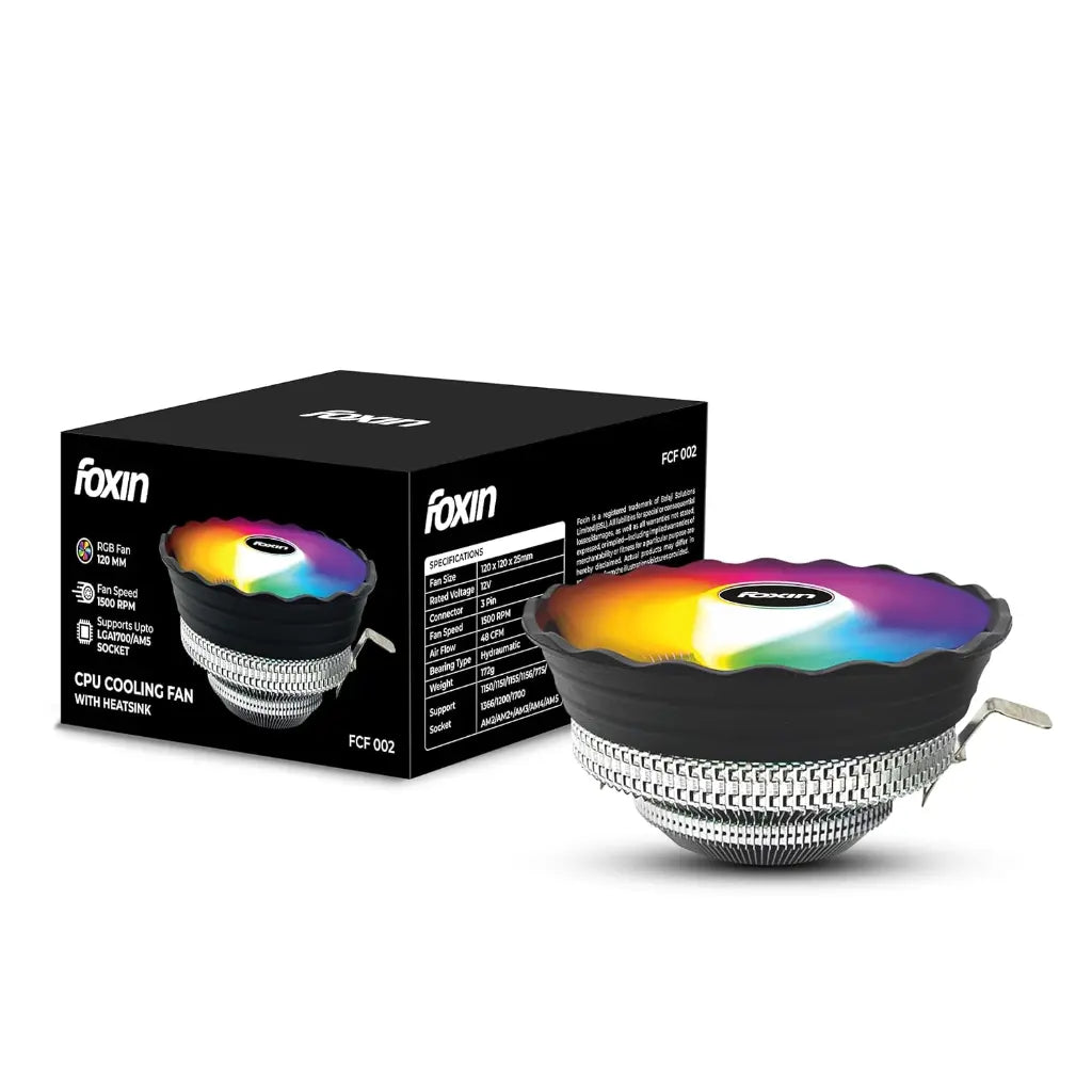 Foxin FCF 002 120mm RGB CPU Cooling Fan with Hydramatic Bearing
