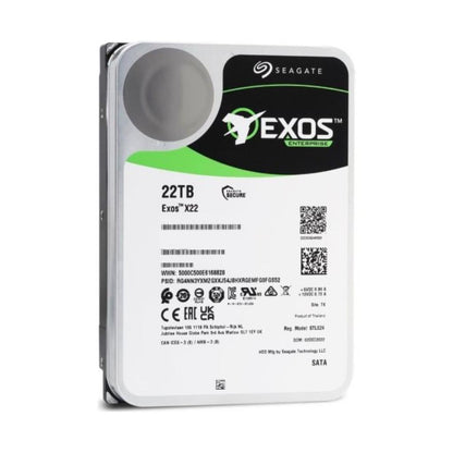Seagate Exos X22 22TB 7200RPM SATA III 3.5" NAS 512MB Cache Helium-Sealed CMR Enterprise HDD