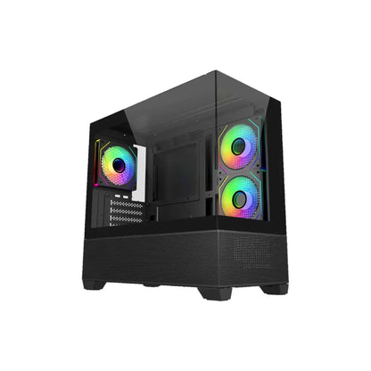 Cooler Master Elite 490 Dual Tempered Glass mATX Computer Case - Black