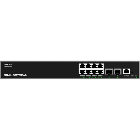 Grandstream GWN7811 8-Port Gigabit Layer 3 Managed Network Switch with 2x 10G SFP+ Uplink Ports-tpstech.in