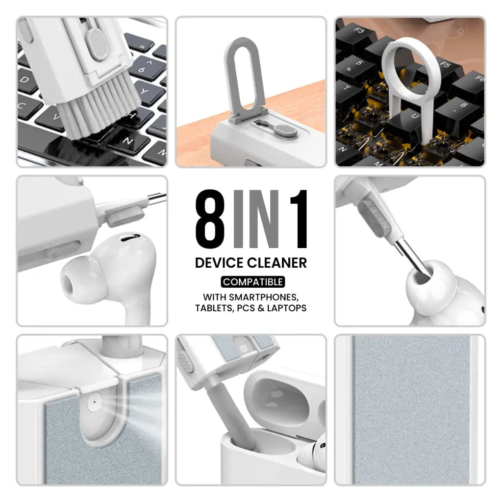 Portronics Clean M POR 1791 8-in-1 Multifunctional Gadget Cleaning Kit with Mobile Holder-tpstech.in