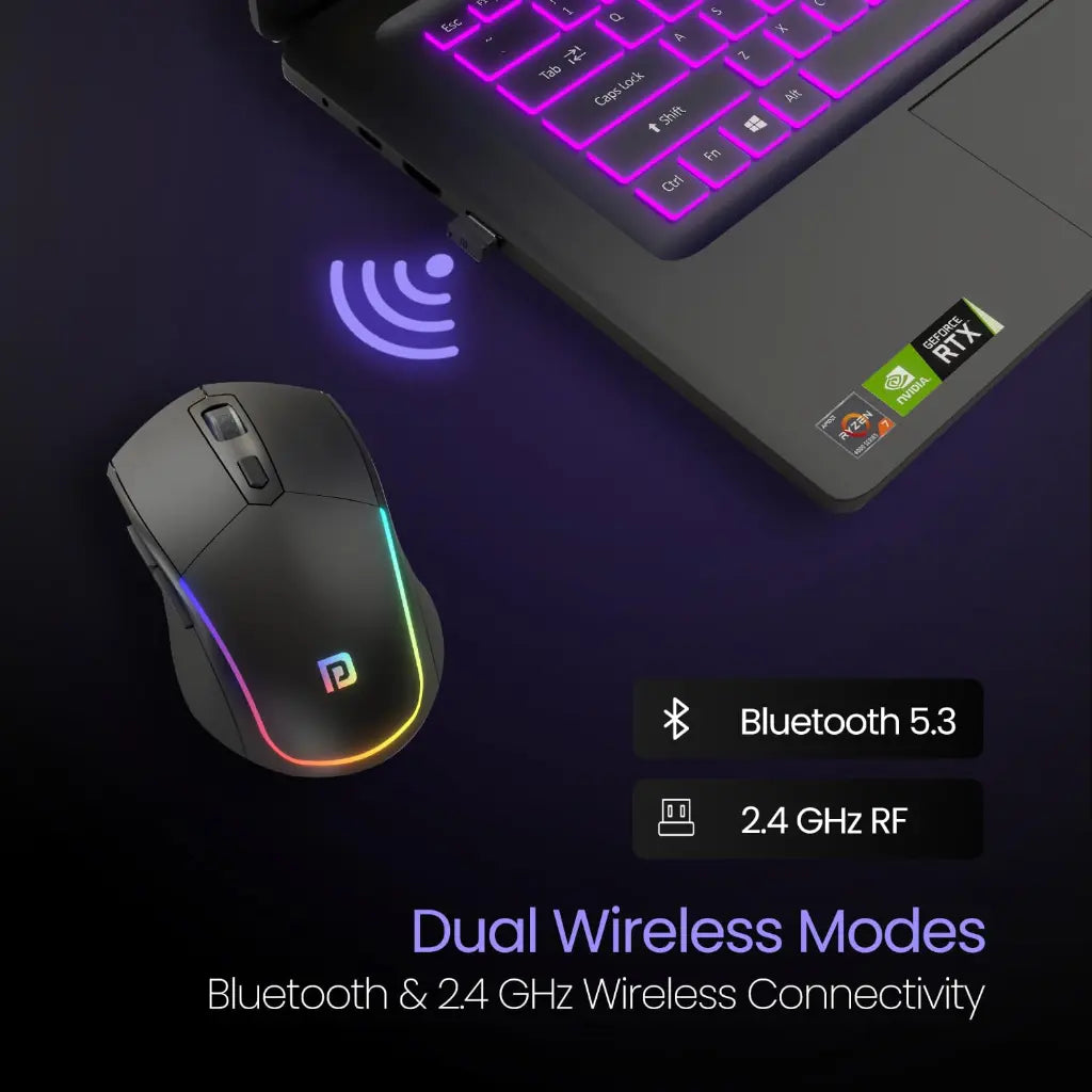 Portronics Toad One POR 1682 Wireless Dual Connectivity Mouse with RGB Lights-tpstech.in