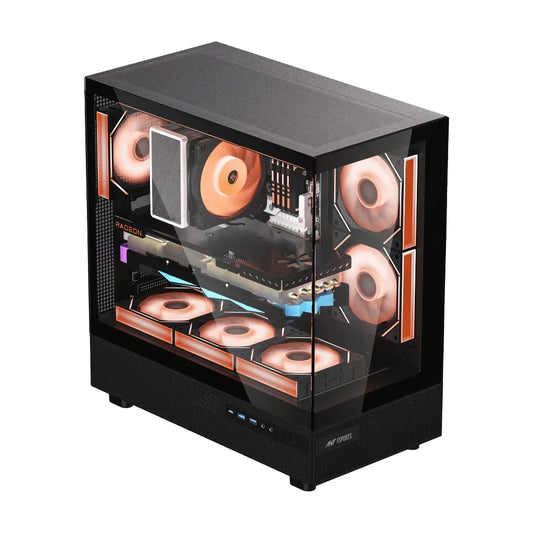 ANT Esports Crystal X6 ATX Mid Tower Gaming Cabinet Type C Black-tpstech.in