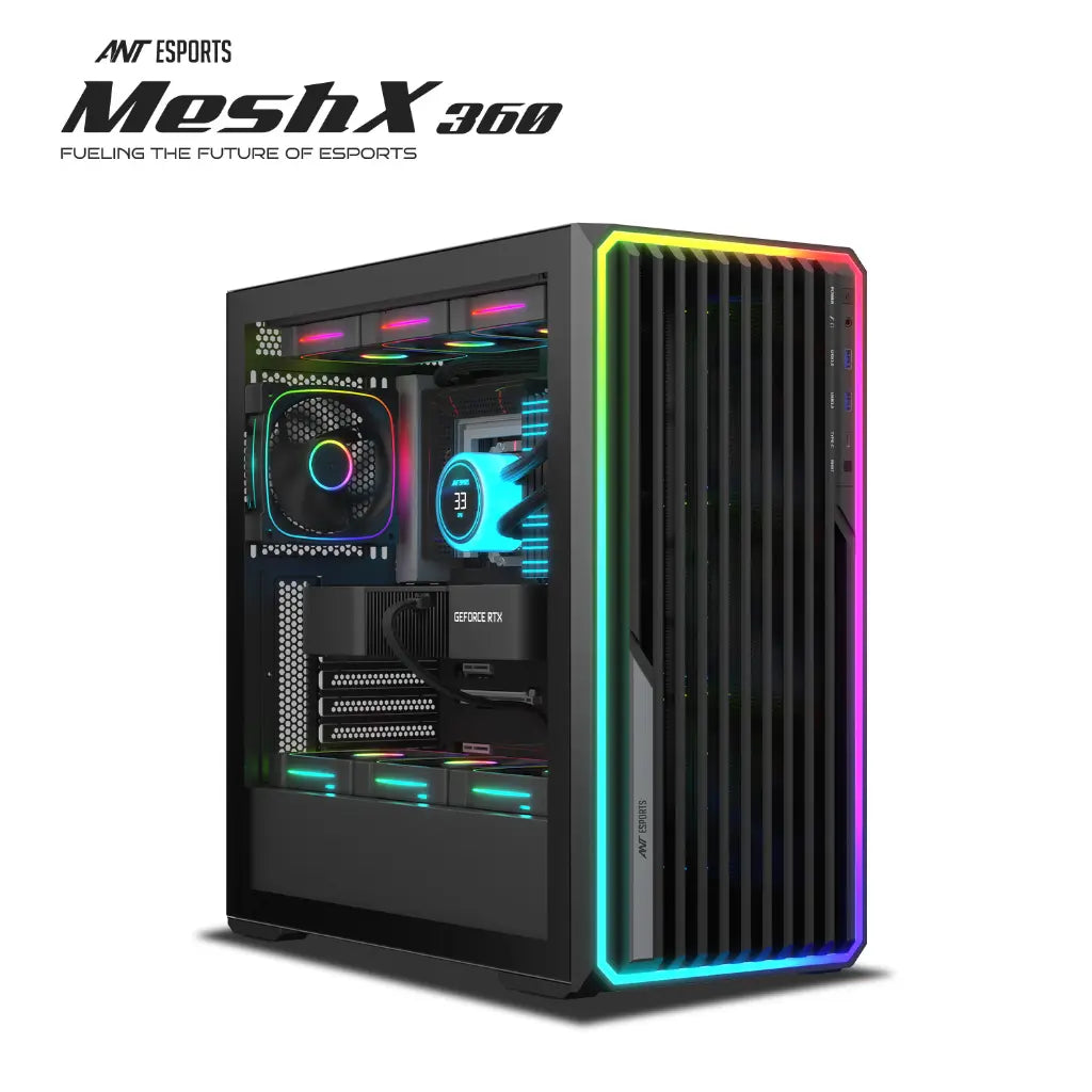 Ant Esports MeshX360 Mid‑Tower Computer Case with 4×120mm Fans-tpstechin
