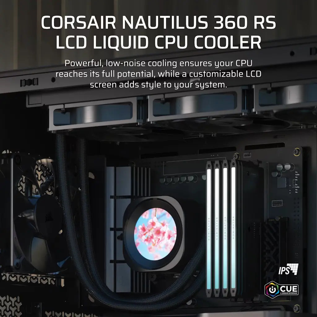Corsair Nautilus 360 RS LCD 360mm AIO Liquid CPU Cooler with 2.1 Inch IPS LCD Display-tpstech.in