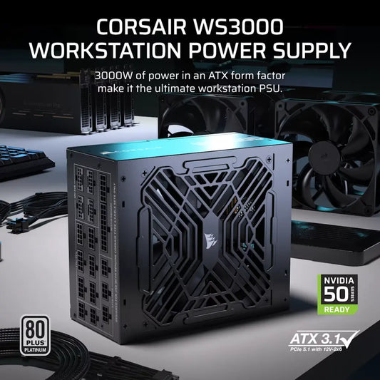 Corsair WS3000 3000W ATX 3.1 Fully Modular Workstation 80 Plus Platinum Power Supply-tpstech.in