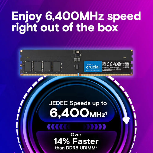 Crucial 128GB (2x64GB) DDR5 RAM 6400MHz CL52 CUDIMM Desktop Memory-tpstech.in