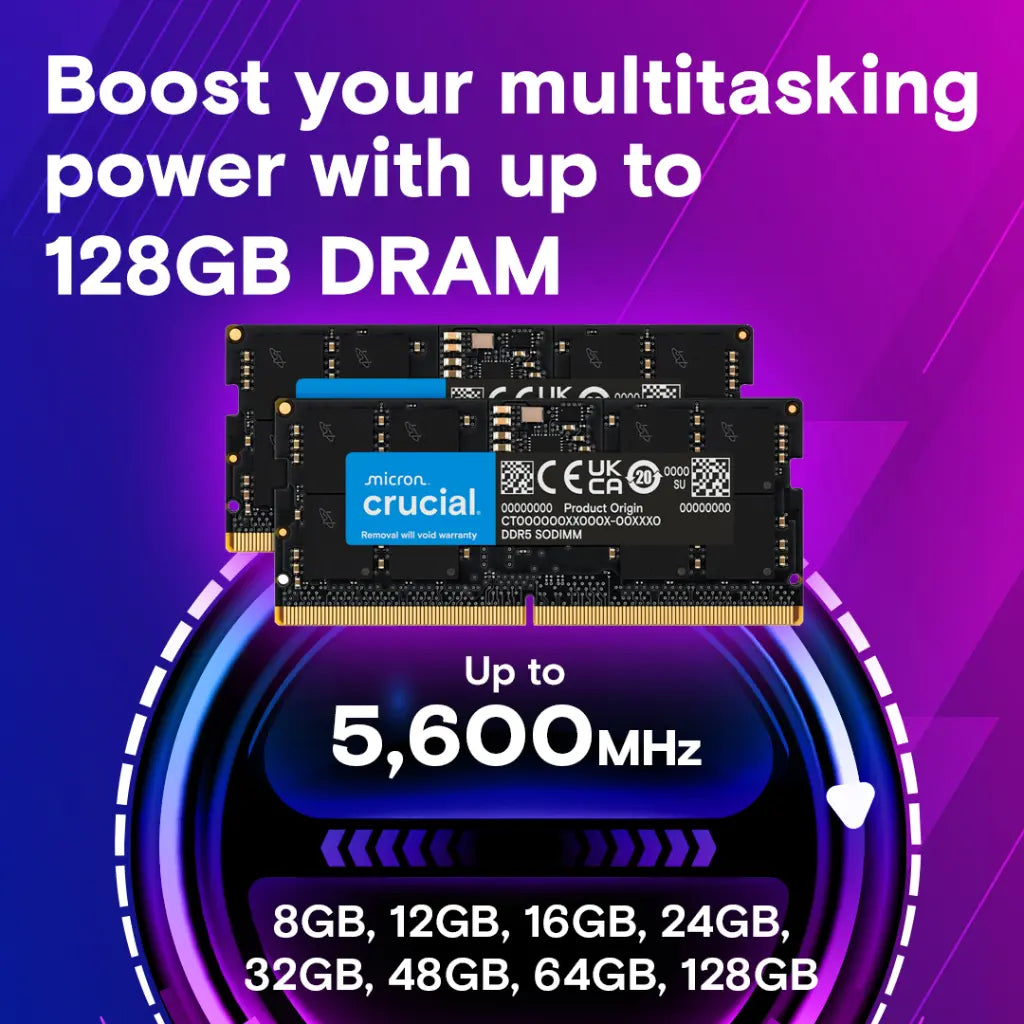 Crucial 8GB DDR5 RAM 5600MHz CL46 262 Pin SODIMM Laptop Memory-tpstech.in