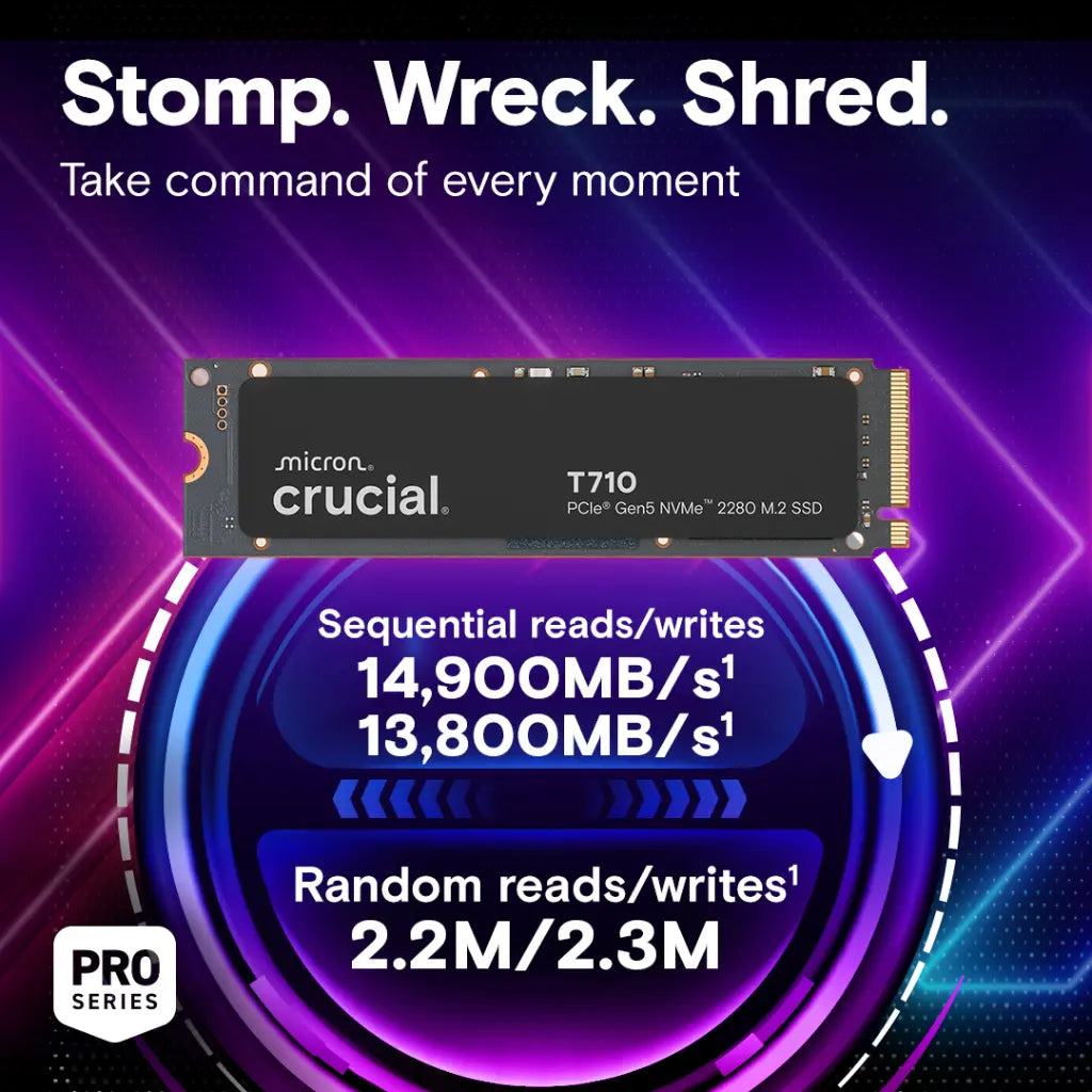 Crucial T710 1TB PCIe Gen5 NVMe M2 2280 Internal SSD-tpstech.in
