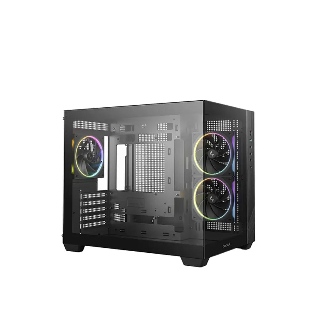 Deepcool CG330 3F Panoramic Dual‑Chamber Micro‑ATX Case with Tempered Glass - Black-tpstech.in
