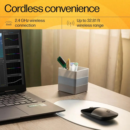 HP Z3700 1200 DPI Sleek Design Optical Sensor 2.4 GHz Wireless Mouse - Silver-tpstech.in