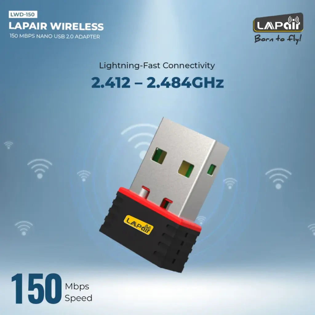 Lapcare 150Mbps Nano USB 2.0 WiFi Adapter LWD‑150 Plug and Play-tpstech.in