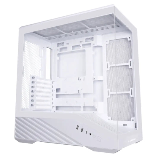 Lian Li Vector V100W Mid Tower Dual Tempered Glass PC Case with Back‑Connect Support - White-tpstech.in