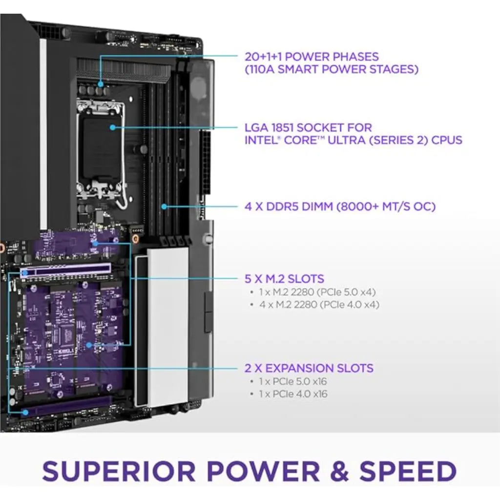 NZXT Intel Z890 LGA1851 ATX DDR5 Gaming Motherboard with Wi‑Fi 7-tpstech.in