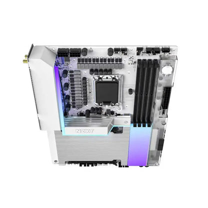 NZXT N9 Z890 LGA1851 ATX DDR5 Wi‑Fi 7 Gaming Motherboard - White-tpstech.in