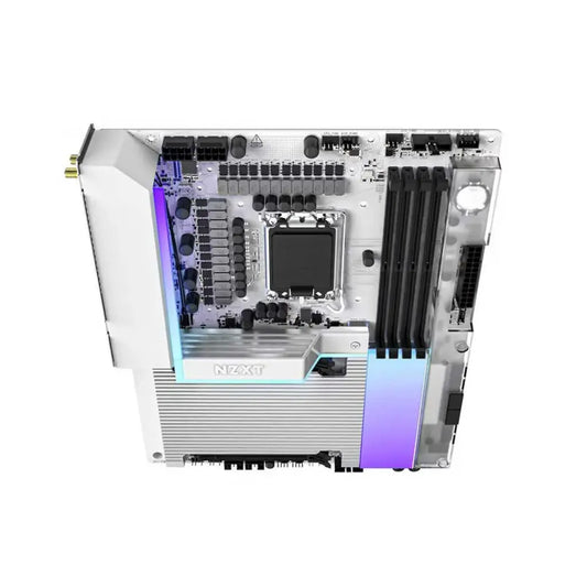 NZXT N9 Z890 LGA1851 ATX DDR5 Wi‑Fi 7 Gaming Motherboard - White-tpstech.in