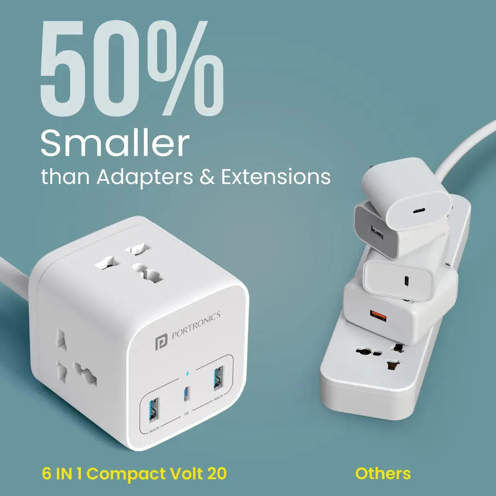 Portronics 20W Volt 20 High Speed Smart Desktop Charger with 3M Copper Cable-tpstech.in