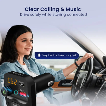 Portronics Auto 10 Car Bluetooth Receiver with Hands-Free Calling & Music 30W Type-C PD-tpstech.in