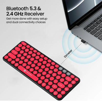 Portronics Bubble 2.0 POR 347 Wireless Keyboard Bluetooth 5.3 and 2.4GHz Dual Mode-tpstech.in