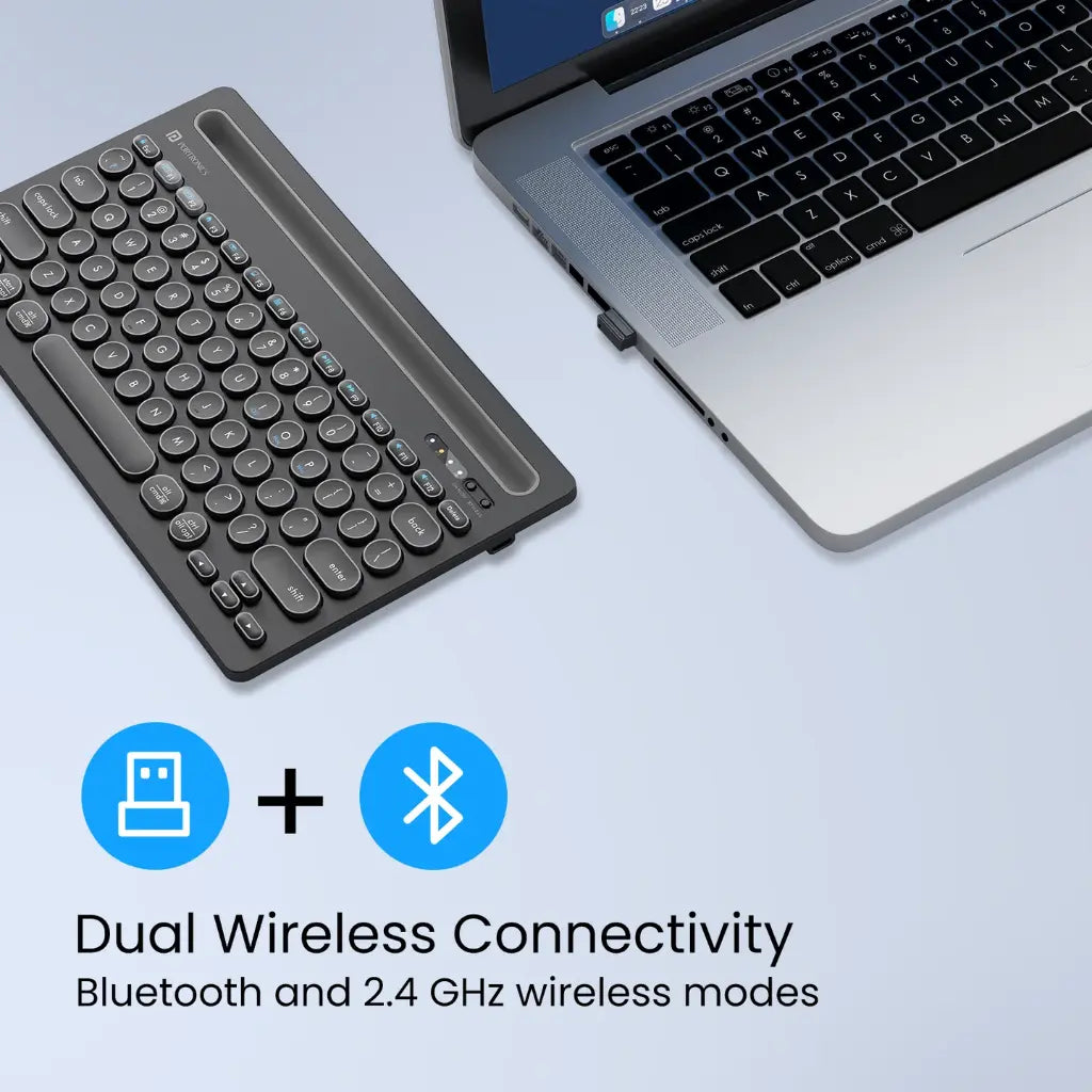 Portronics Bubble Dock POR 2192 Wireless Keyboard with Dual Connectivity Multi Device Pairing with Tablet Holder-tpstech.in