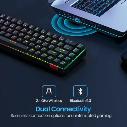 Portronics Hydra 10 POR‑2329 Wireless Mechanical Keyboard RGB Backlight Compact TKL Design (Black)-tpstech.in